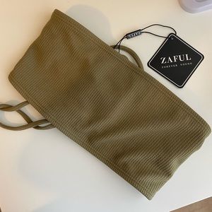 Olive green bandeau bikini top